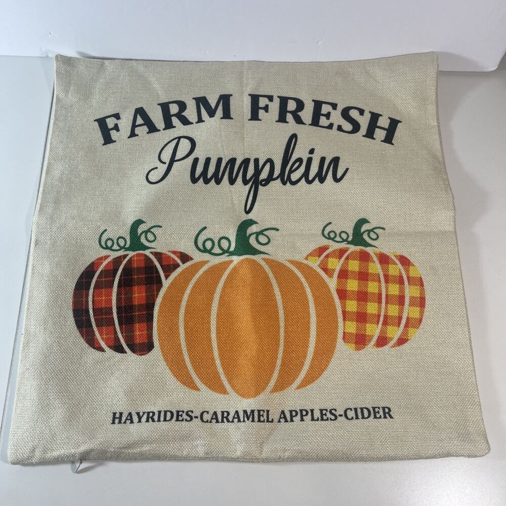 Decorative Fall Pillow Case 18x18 Farm Fresh Pumpkins